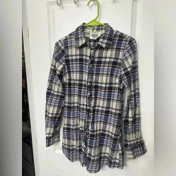 Super Comfy! Girl Krazy Flannel Button Down Long Sleeve Top / Women’s Size Small - Picture 12 of 15